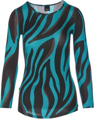 All-Over Wave Patterned Round Neck Jumper