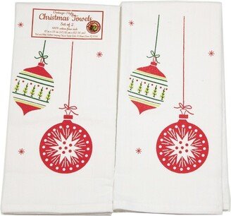 Red And White Kitchen Company Decorative Towel Vintage Round & Drop Ornament Christmas Brite Kitchen Retro Vl83s