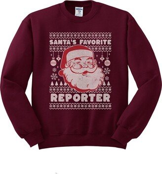 TeesAndTankYou Santa's Favorite Reporter Sweatshirt Unisex Medium Maroon