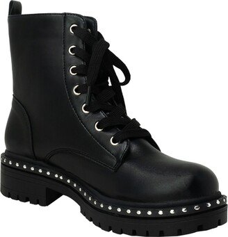 CHASE AND CHLOE Mira Studded Lug Combat Boot