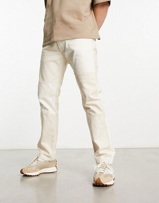 patchwork relaxed jeans in beige