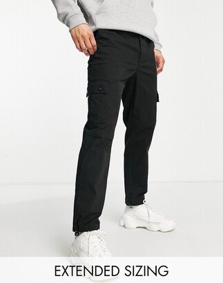 cargo tapered pants in black with toggles-AA