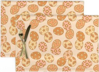 Retro Easter Eggs Placemats | Set Of 2 - 90S By Trendywoos Orange Geometric Spring Cloth Spoonflower