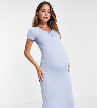 Flounce London Maternity basic jersey midi dress with cap sleeve in baby blue