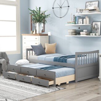 HOMEBAY Daybed with Trundle and Drawers, Twin Size