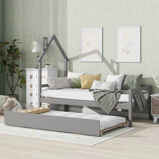 Siavonce Twin Wooden Daybed with trundle