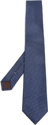 Geometric-Pattern Print Silk Tie-AA