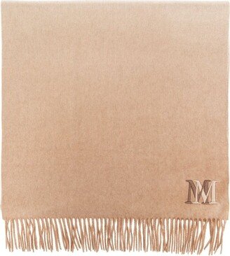 Wscala Logo Embroidered Fringed Scarf-AB