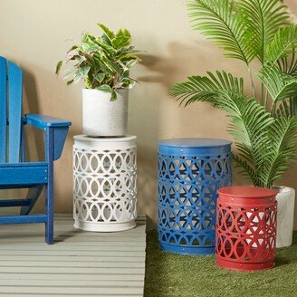 Studio 350 Multi Colored Metal Indoor Outdoor Nesting Accent Table with Carved Design Collection