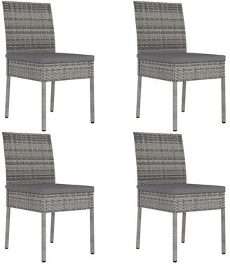 TONWIN Garden Dining Chairs, 4 pcs Rattan Chair Set with Seat Cushion, Gray