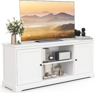 Tangkula TV Stand Media Console Table w/2 Cabinets & Adjustable Shelves for TVs up to 65