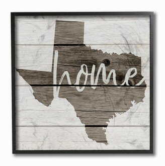 Texas Home Typography Map Framed Giclee Art, 12 x 12