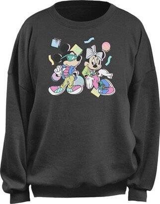 Women's Junior's 80s Minnie Mickey Oversized Fleece-AA