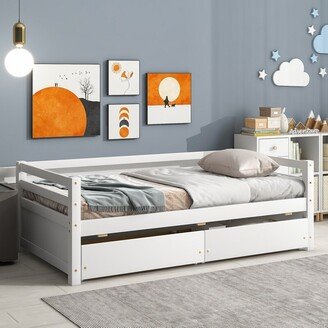 IGEMAN Children'S Wood Daybed with Two Storage Drawers and Versatile Framework for Living Room, Bed Room, Easy Assembly