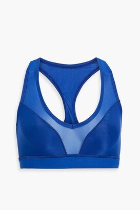 Sheer Racer mesh-paneled stretch sports bra