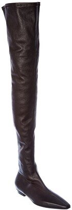 Almond Leather Over-The-Knee Boot