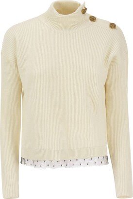 Wool-blend turtleneck sweater