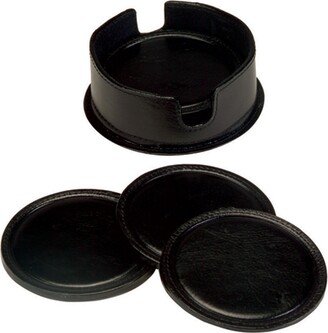 Set of Round Coasters in Leather Case