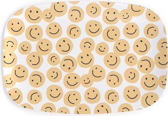 Serving Platters: Happy Smiley Faces - Yellow Serving Platter, Yellow