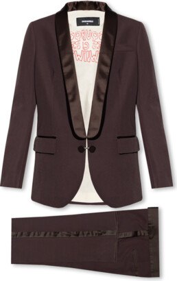 Suit With Satin Trim - Brown