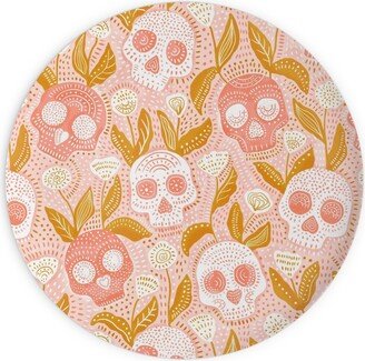 Plates: Pastel Halloween Skulls - Pink Plates, 10X10, Pink