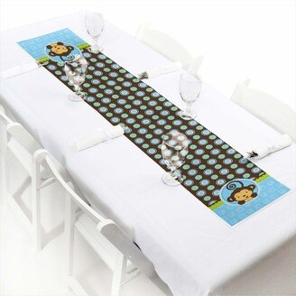 Big Dot Of Happiness Blue Monkey Boy - Petite Party Paper Table Runner - 12 x 60 inches