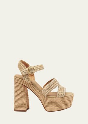 Adriana Raffia Platform Sandals-AA