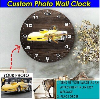 Super Gas Car Drag Racing Personalized Wooden Wall Clock, Hot Rod Racing, Dirt Track Dragster, Drifting Gifts, Late