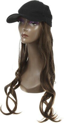 Unique Bargains Baseball Cap with Hair Extensions Curly Wig Hairstyle 24 Adjustable Wig Hat for Woman Light Brown