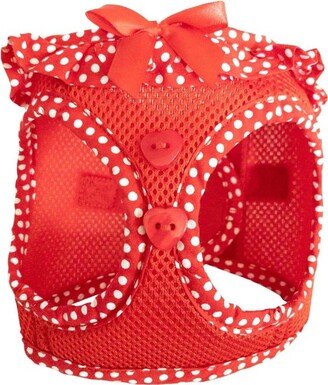 Doggie Design American River Choke Free Dog Polka Dot Ruffle Harness-Red(X-Small)