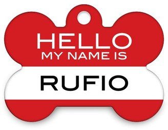 Pet Tags: Hello My Name Is Bone Pet Tag, Red