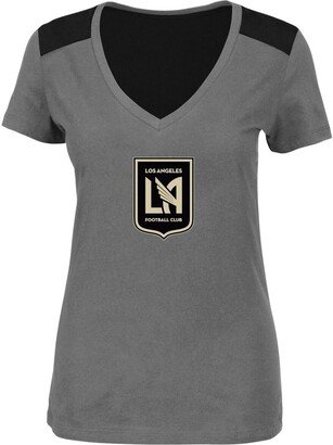 Women's Charcoal Lafc V-Neck Contrast T-shirt