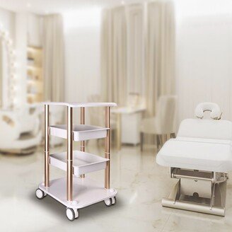 3 Layer Metal Rolling Utility Cart in Gold Salon Trolley