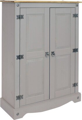 Sunnydaze Decor 2-Door, 2-Shelf Solid Pine Accent Cupboard - Gray - 43 in