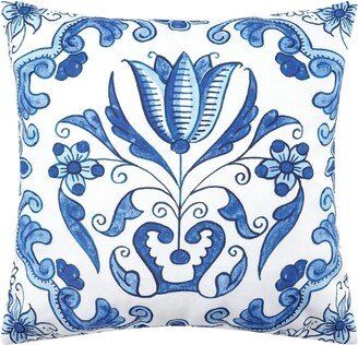 18 x 18 Delft Garden 3 Indoor/Outdoor Throw Pillow - 18 x 18