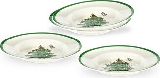 Christmas Tree Dinnerware Rim Soup Bowl, Set of 4