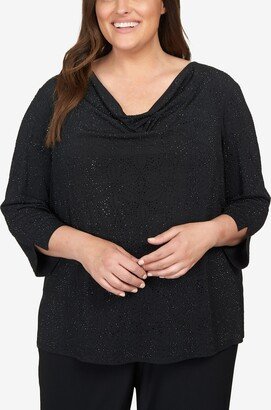 Plus Size Downtown Vibe Shimmery Cowl Neck Top