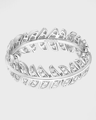 White Gold Plume de Paon Diamond Band Ring, EU 53 / US 6.25