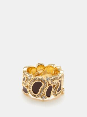 Lava Crystal, Enamel & 18kt Gold-plated Ring