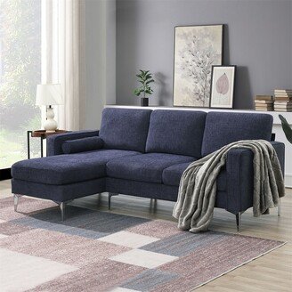 Modern Chenille Fabric Sectional Sofa, L-Shaped Couch 3-Seat Sofa