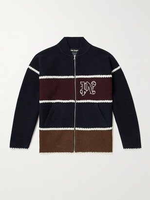 Crochet-Trimmed Logo-Embroidered Wool-Blend Track Jacket