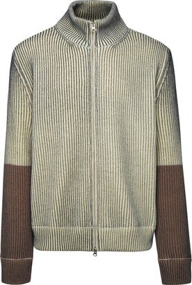 High-Neck Zipped Knit Cardigan-AA