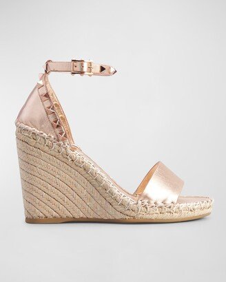 Rockstud Metallic Wedge Espadrille Sandals