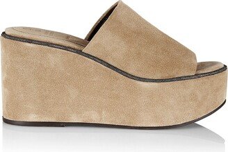 Monili Suede Wedge Sandals