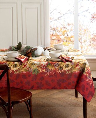 Swaying Leaves Bordered Fall Tablecloth, 52