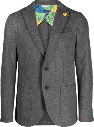 Single-Breasted Wool-Blend Blazer-AR