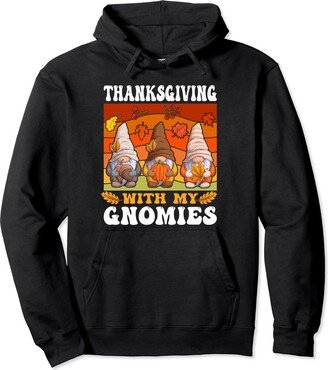 Thanksgiving Gnomes Lover store Vintage Thanksgiving With My Gnomies Retro Fall Autumn Pullover Hoodie