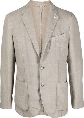 Notched-Lapels Single-Breasted Blazer-AK