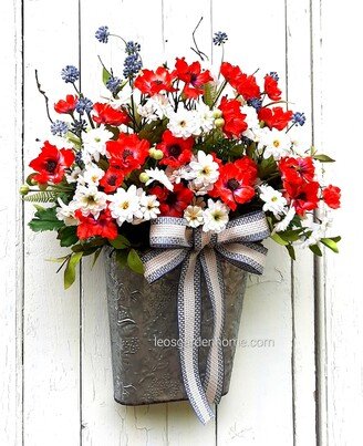 Spring Summer Wreath, Americana Door Hanger, Red White Blue Wreath, Wreath For Front Door