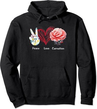 Peace Love Carnation Lover Matching Design Peace Love Carnation Flower Hippie Poppy Lover Pullover Hoodie